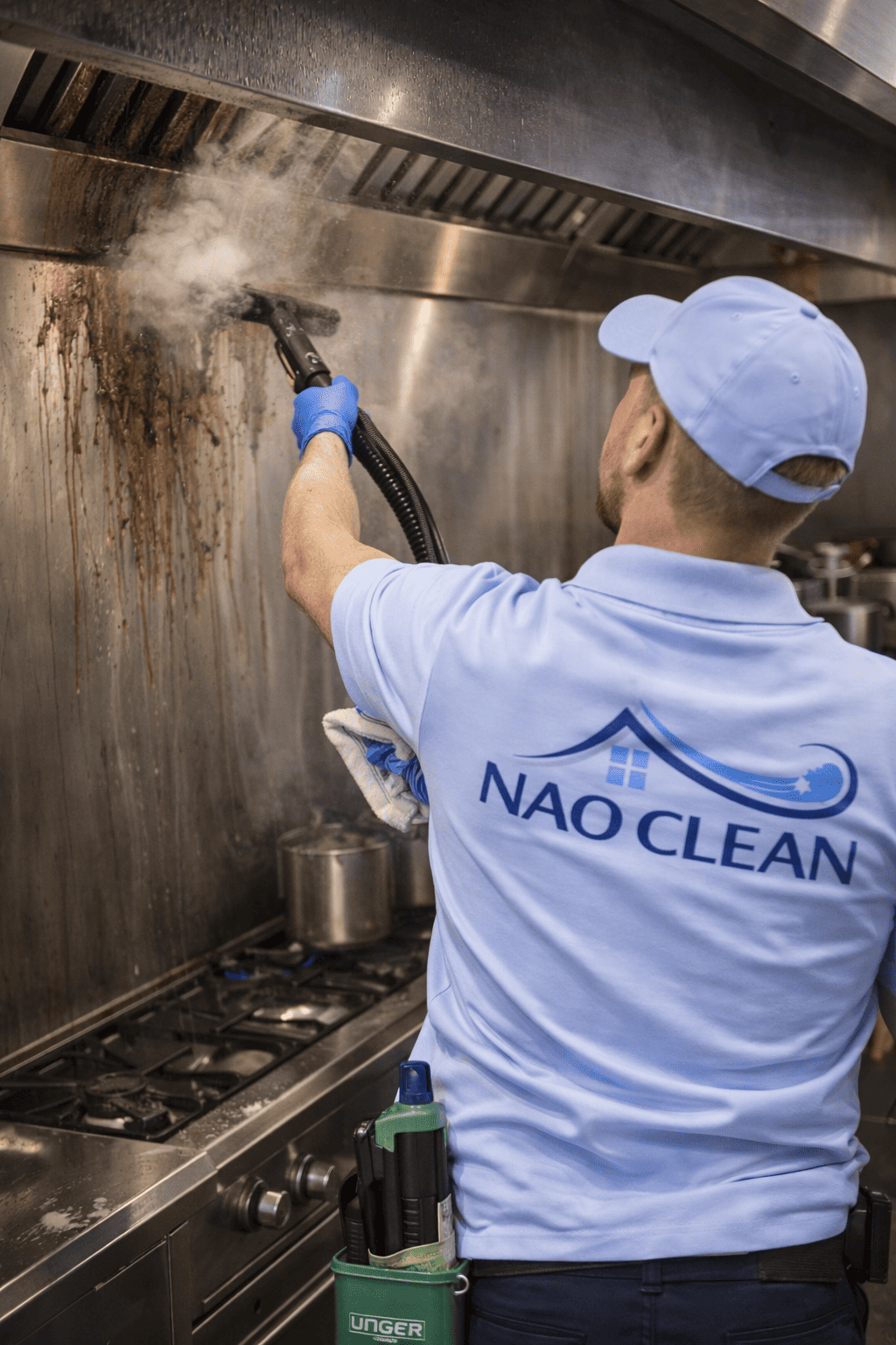 Dégraissage de hotte de cuisine professionnelle par Nao Clean