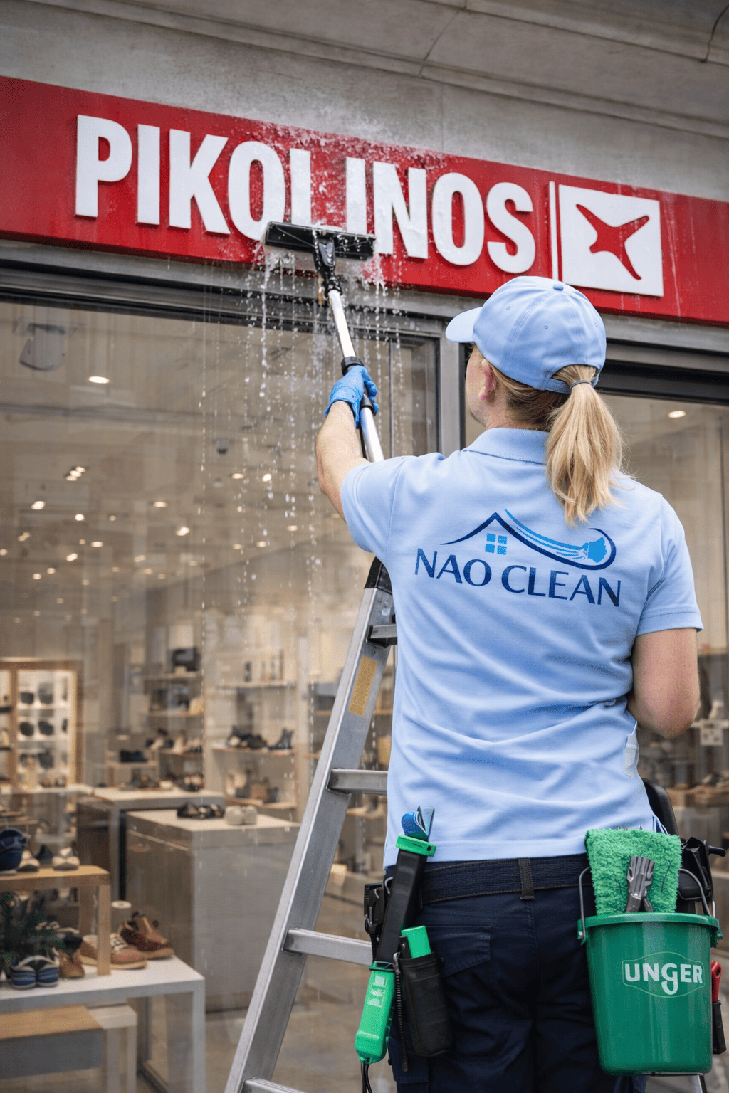 Nettoyage de vitrine de commerce à Bruxelles par Nao Clean